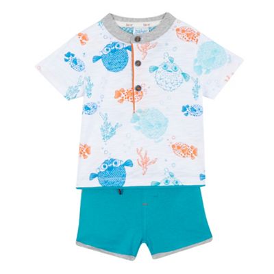 Baker by Ted Baker Baby boys' multi-coloured fish printed t-shirt and shorts set